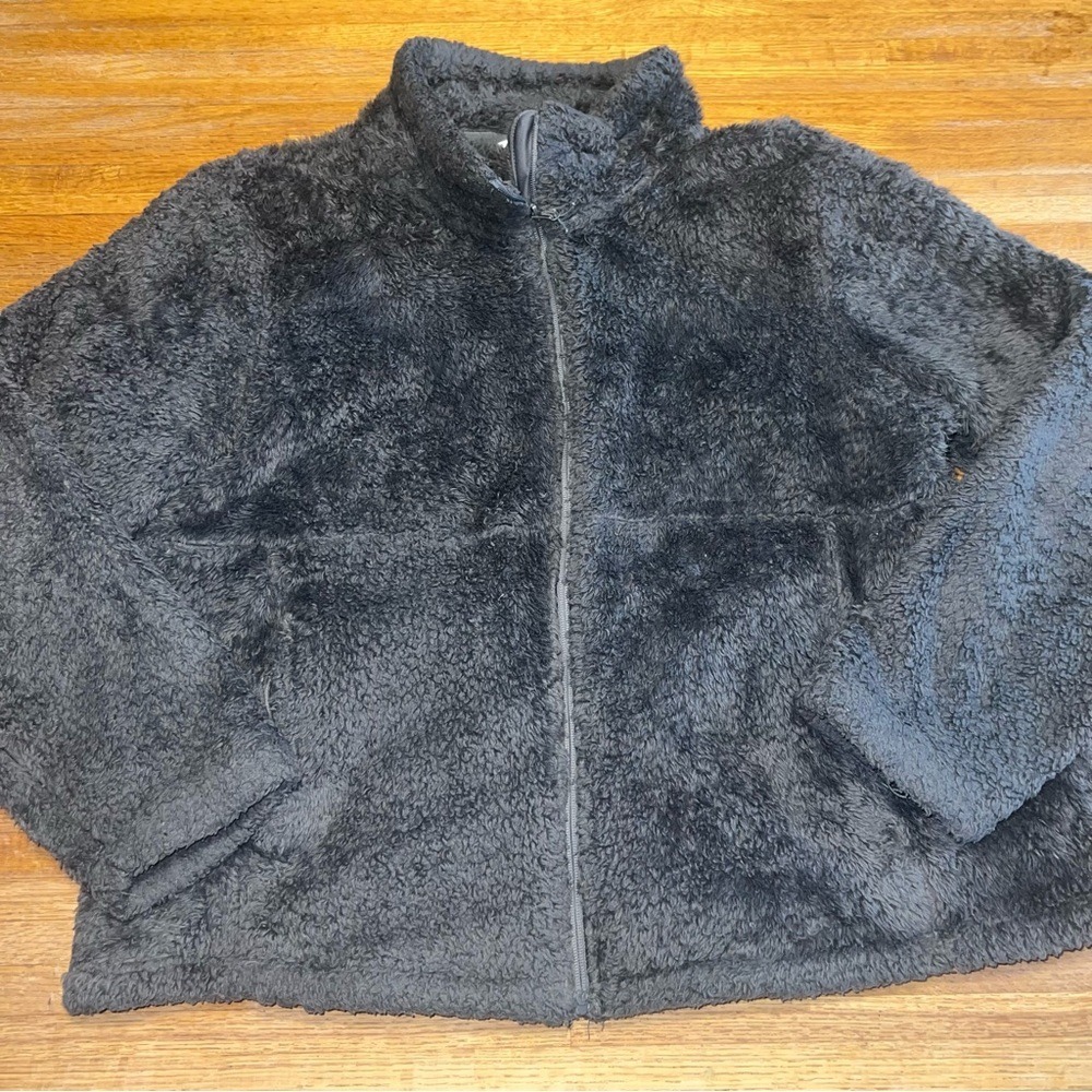 Avalanche Women 2XL Dark Gray Fleece Sherpa‎ Mock Neck Full Zip Pocket Jacket